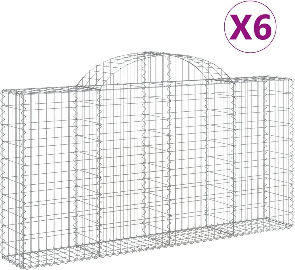 vidaXL Coșuri gabion arcuite 6 buc, 200x30x100/120 cm fier galvanizat