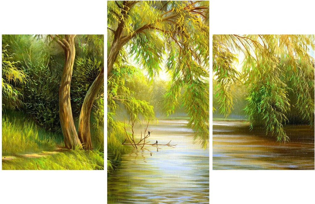 Tablou - Salcie lângă lac, pictură în ulei (90x60 cm)