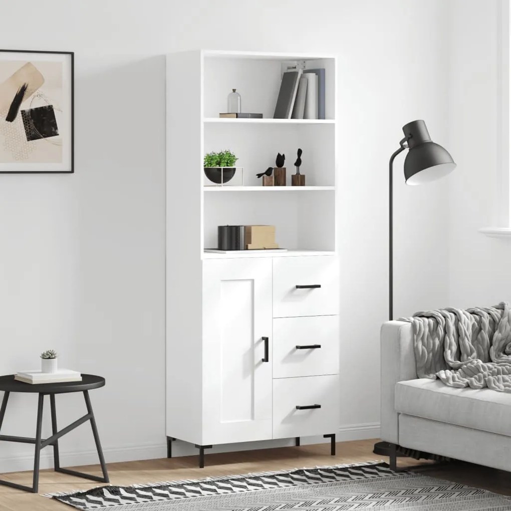 vidaXL Dulap înalt, alb, 69,5x34x180 cm, lemn compozit