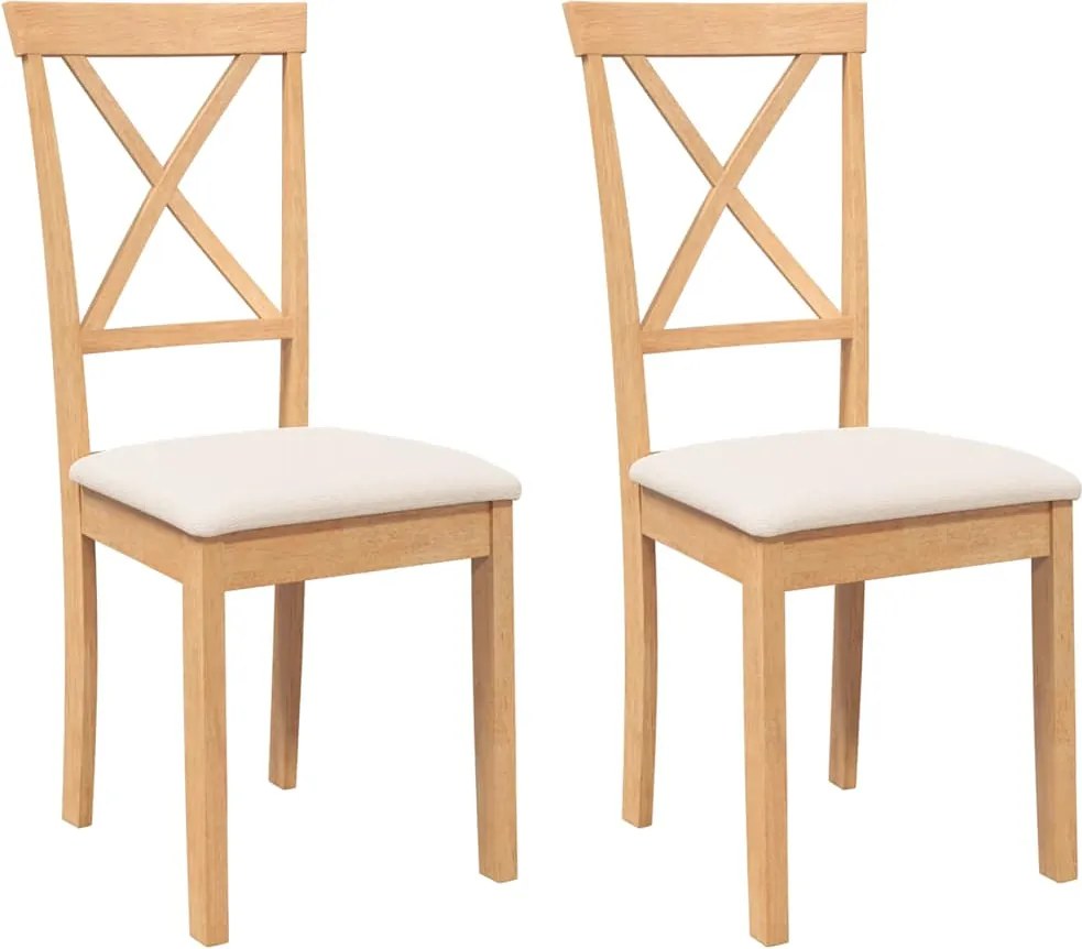 vidaXL Scaune de sufragerie cu perne 2 buc din cauciuc din lemn masiv