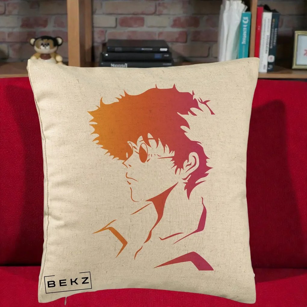 Perna Decorativa Cowboy Bebop Spike Silueta Gradient, 40x40 cm, Bej, Husa Detasabila, Perna Inclusa, BEKZ®