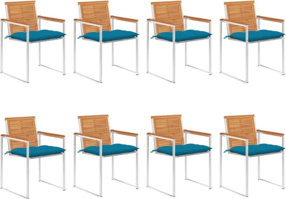 vidaXL Scaune de grădină cu perne, 8 buc., lemn masiv de acacia