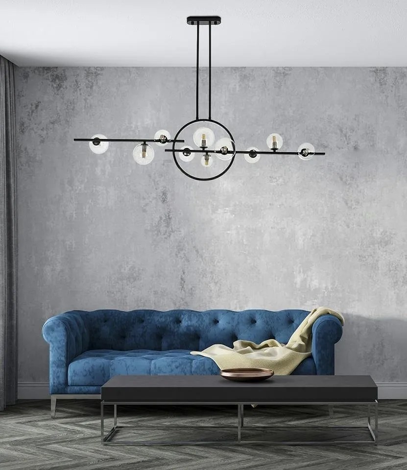 Lustra moderna cu 10 de surse de lumina si LED LINEA TWIN 120