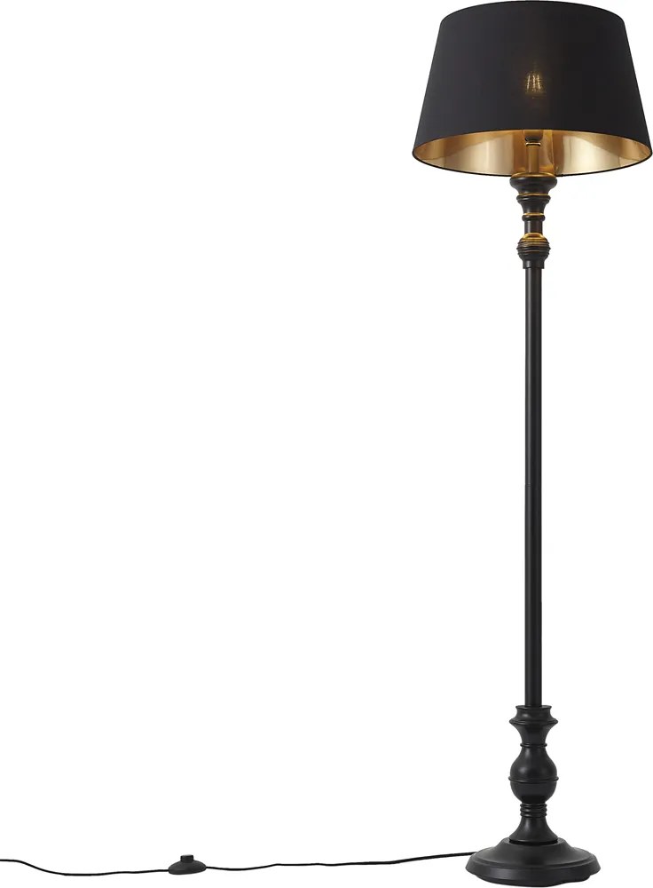 Lampă de podea cu abajur de 45 cm negru cu interior auriu - Classico