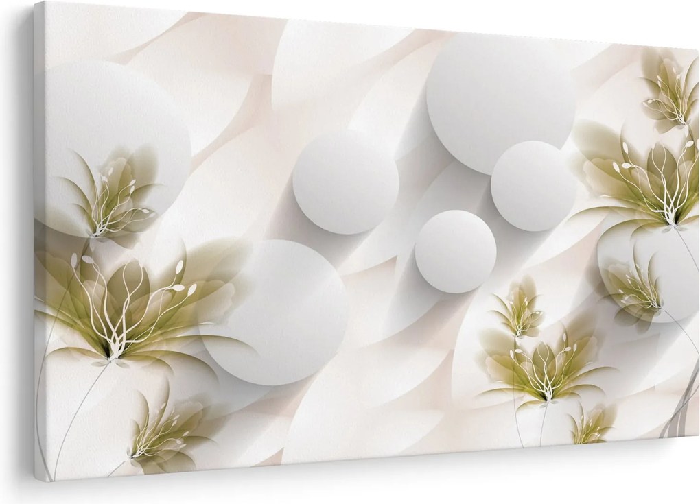 Tablou - 3D cercuri cu flori (90x60 cm)