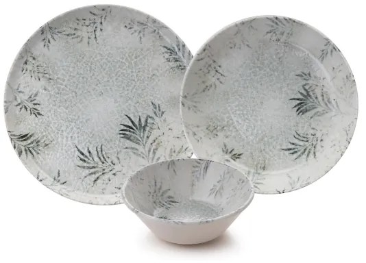 Set veselă 12 piese din porțelan, gri