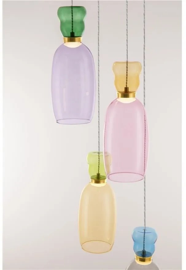 Lustra cu 4 pendule LED design modern Pluma multicolor
