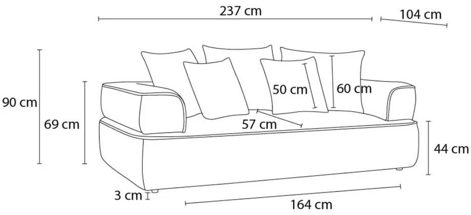 Canapea gri închis cu tapițerie din chenille 237 cm Whesley – Bobochic Paris