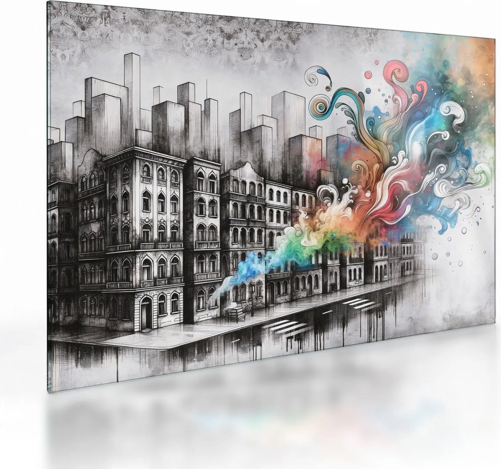 Tablou pe sticlă - Viața industrială (70x50 cm)