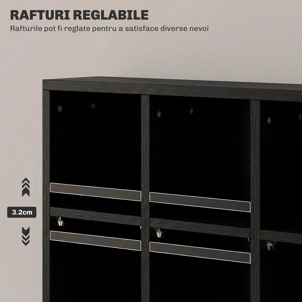 HOMCOM Dulap pentru CD-uri pentru 456 CD-uri sau 336 DVD-uri, 24 Compartimente, 89x20x130.5 cm Negru | Aosom Romania