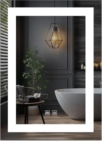 IREDA Oglindă de baie cu iluminare LED, 80 x 60 cm