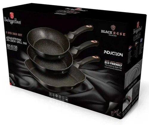 Set de tigăi Berlinger Haus cu 3 pieseColecția Black Rose