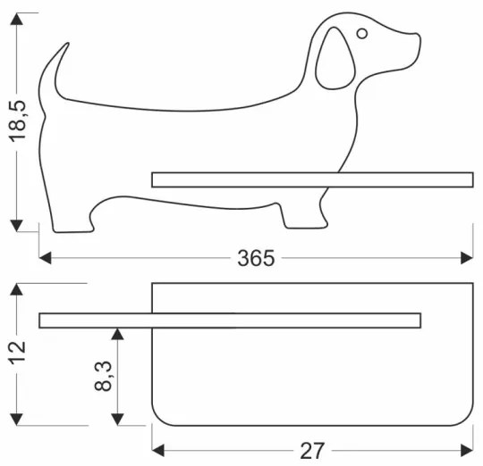 Aplică LED cu raft pentru copii DOG LED/5W/230V negru/lemn