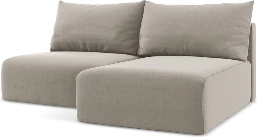 Colțar taupe extensibil/cu spațiu de depozitare cu tapițerie din catifea (cu colț pe partea dreaptă/cu șezlong) Kalena – Makamii