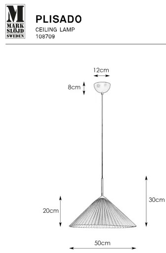 Lustră pe cablu Markslöjd 108709 PLISADO 1xE27/40W/230V d. 50 cm gri