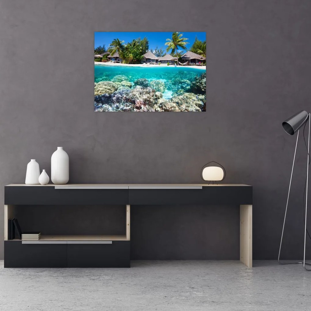Tablou cu plaja pe insulă tropicală (70x50 cm)