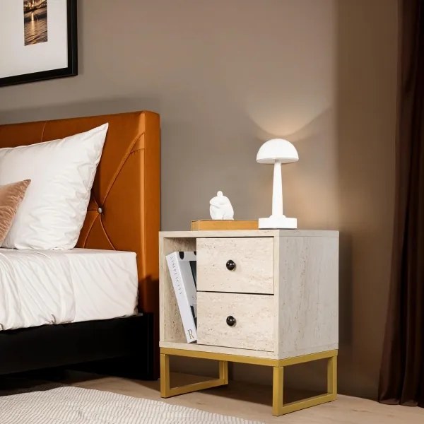 Noptieră GLIMMER 50x45,2 cm bej/auriu