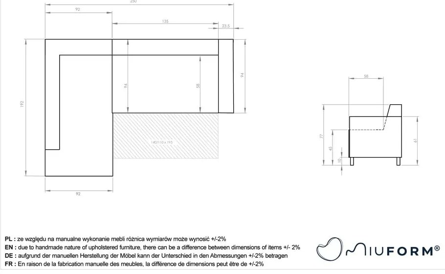 Colțar maro extensibil/cu spațiu de depozitare (cu colț pe partea stângă/în formă de ”L”) Classy Sophie – Miuform
