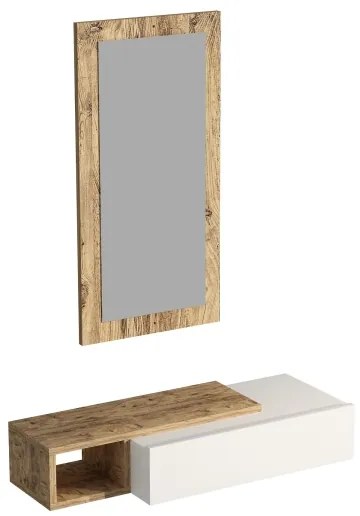 Raft de perete + oglindă de perete VIEN alb/pin atlantic