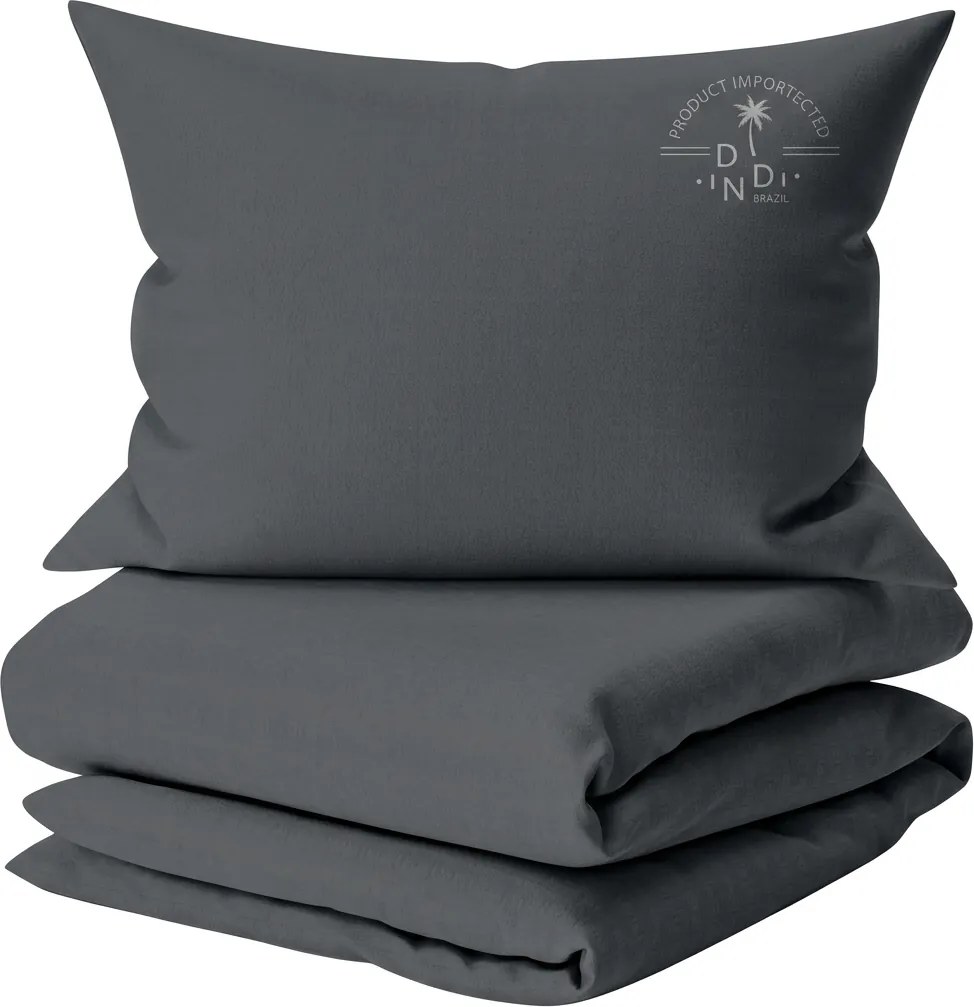 Lenjerie de pat din bumbac PLAIN BEAUTY gri inchis Dimensiune lenjerie de pat: 60 x 70 cm | 140 x 220 cm