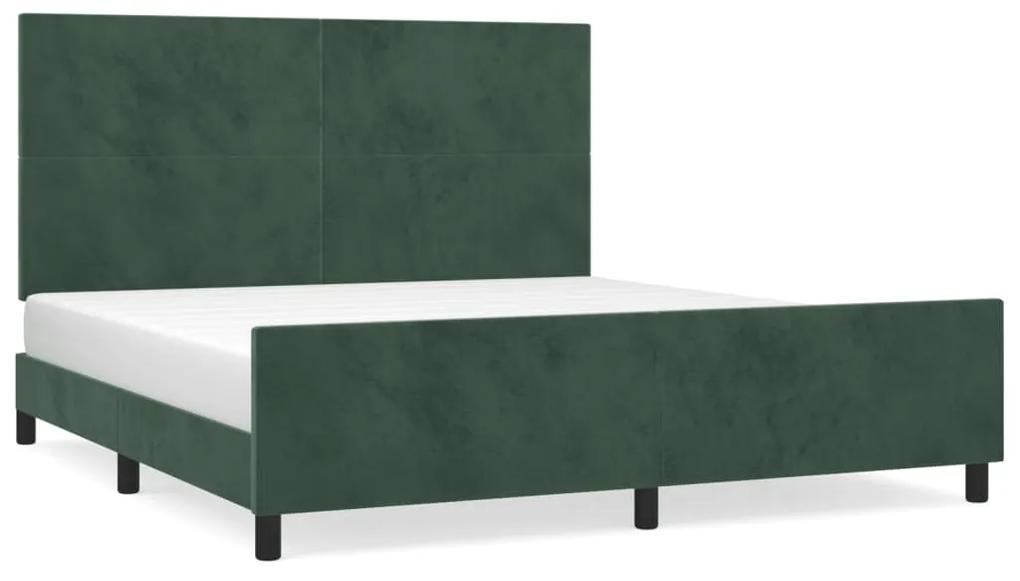 3125650 vidaXL Cadru de pat cu tăblie, verde închis, 180x200 cm, catifea
