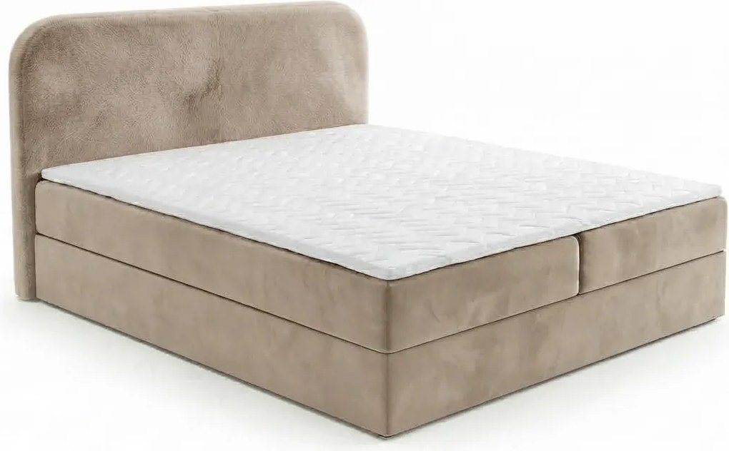 Pat tapițat boxspring FORENA 140x200 cm bej Saltea: Saltea cu arcuri Bonell