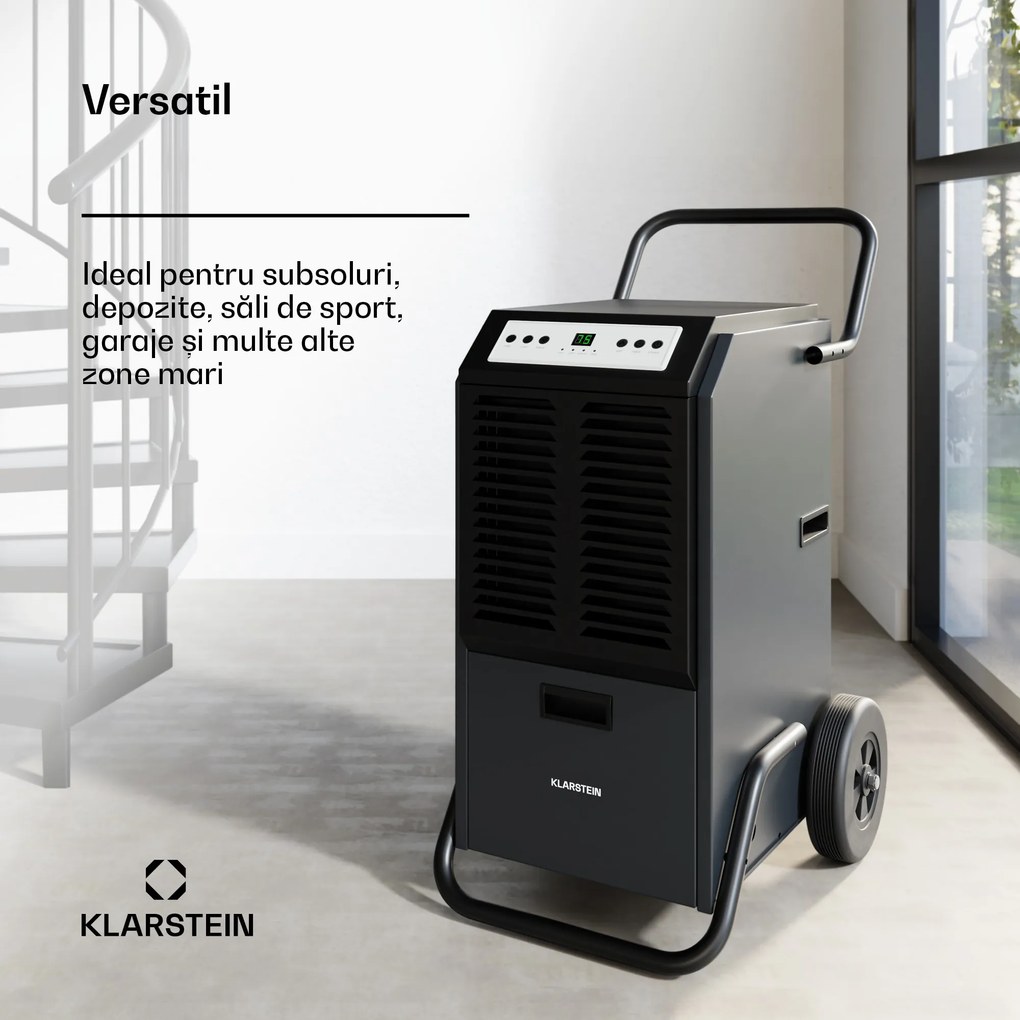 Klarstein DuraDry 70L dezumidificator, 70 l/zi, 90-140 m², oțel inoxidabil, mobil, 450 m³/h