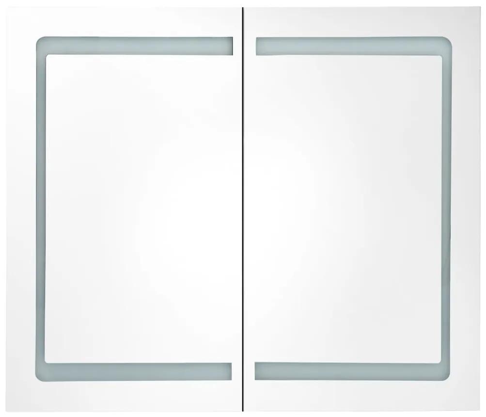 Dulap de baie cu oglinda si LED, gri, 80x12x68 cm Gri beton