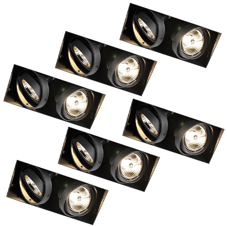 Set de 6 spoturi îngropate negre GU10 AR70 fără ramă 2 lumini - Oneon