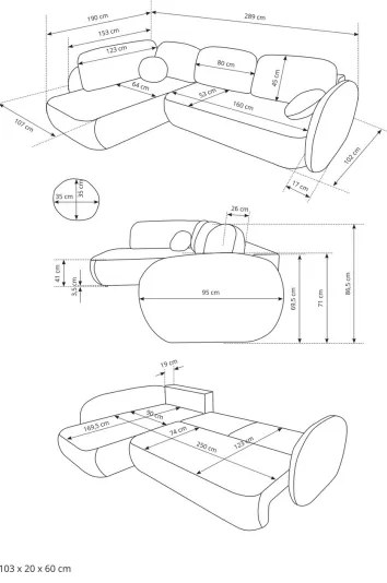 Colțar extensibil OLBIA în L, stânga, bej, cu spațiu de depozitare