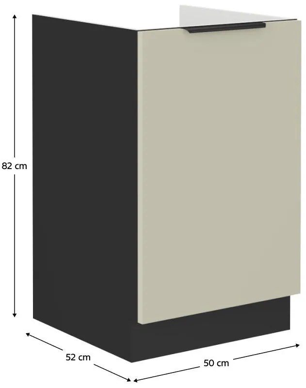 Dulap inferior chiuvetă Arikona 50 ZL 1F BB (cașmir + negru) . 1097032