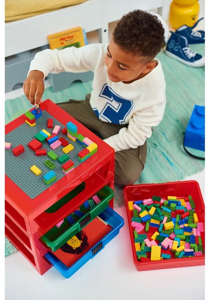 Organizator pentru depozitare cu 3 sertare LEGO®, roșu