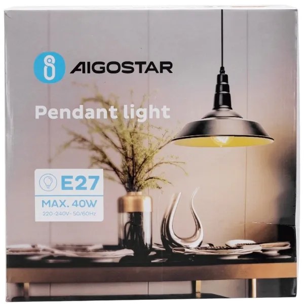 Lustră pe cablu Aigostar 1xE27/60W/230V negru