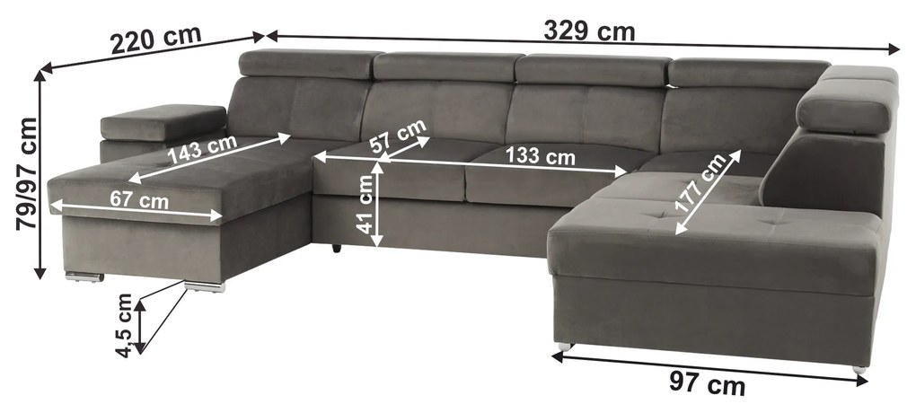 Set canapea fotolii Lamour (gri maro) (S). 1040164