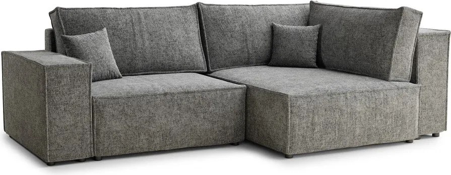 Colțar gri extensibil/cu spațiu de depozitare cu tapițerie din chenille (cu colț pe partea dreaptă/în formă de ”L”) Tonga – Maison de Rêve