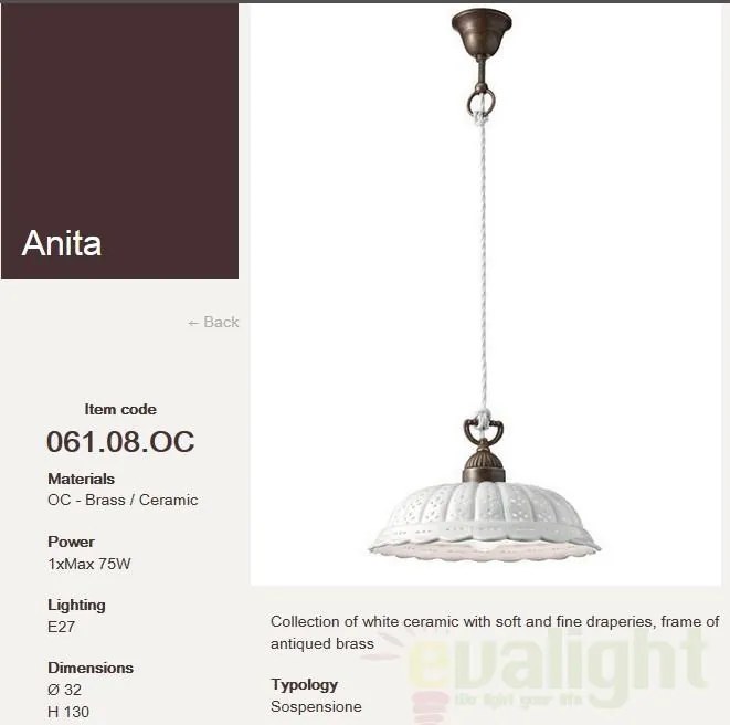 Lustra, Pendul rustic fabricat manual diametru 32cm Anita 061.08.OC