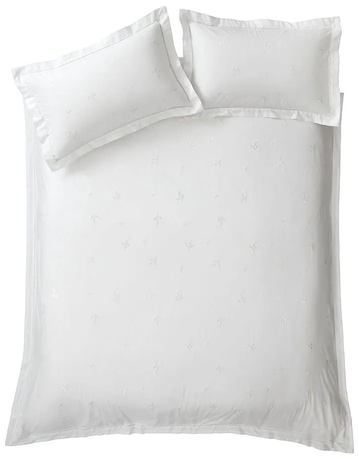 Lenjerie de pat albă din bumbac pentru pat de o persoană 135x200 cm Lottie Floral Embroidery – Bianca