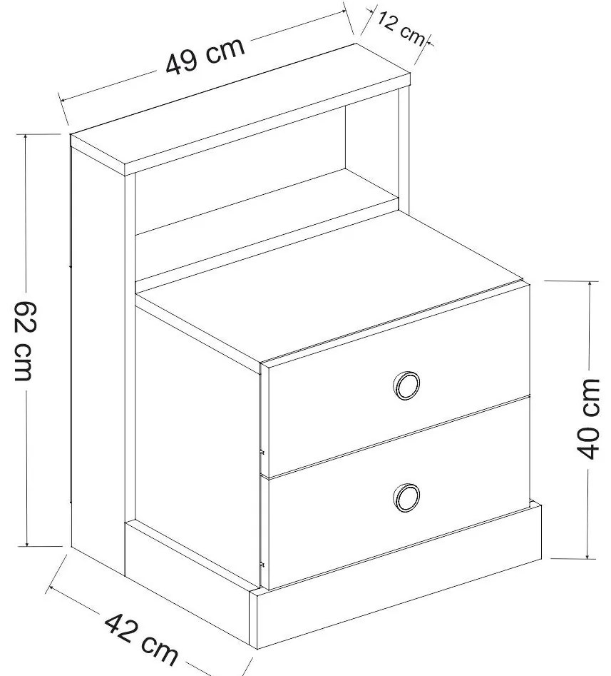 Noptieră Nilili 3 (alb). 1094434