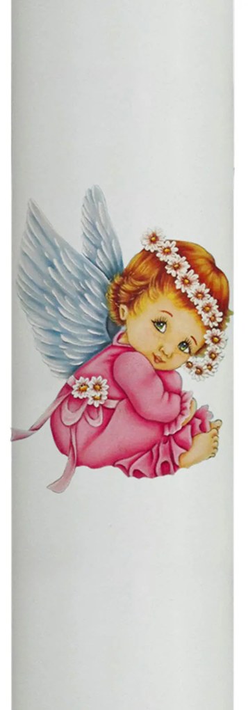 Lumanare Botez Ingeras Roz 7 cm, 50 cm