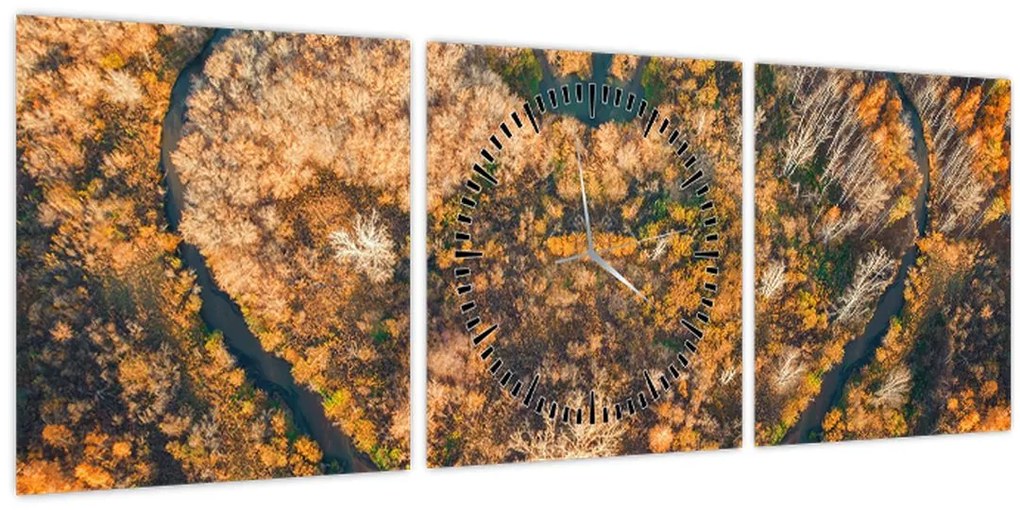 Tablou - Râu în formă de inimă (cu ceas) (90x30 cm)