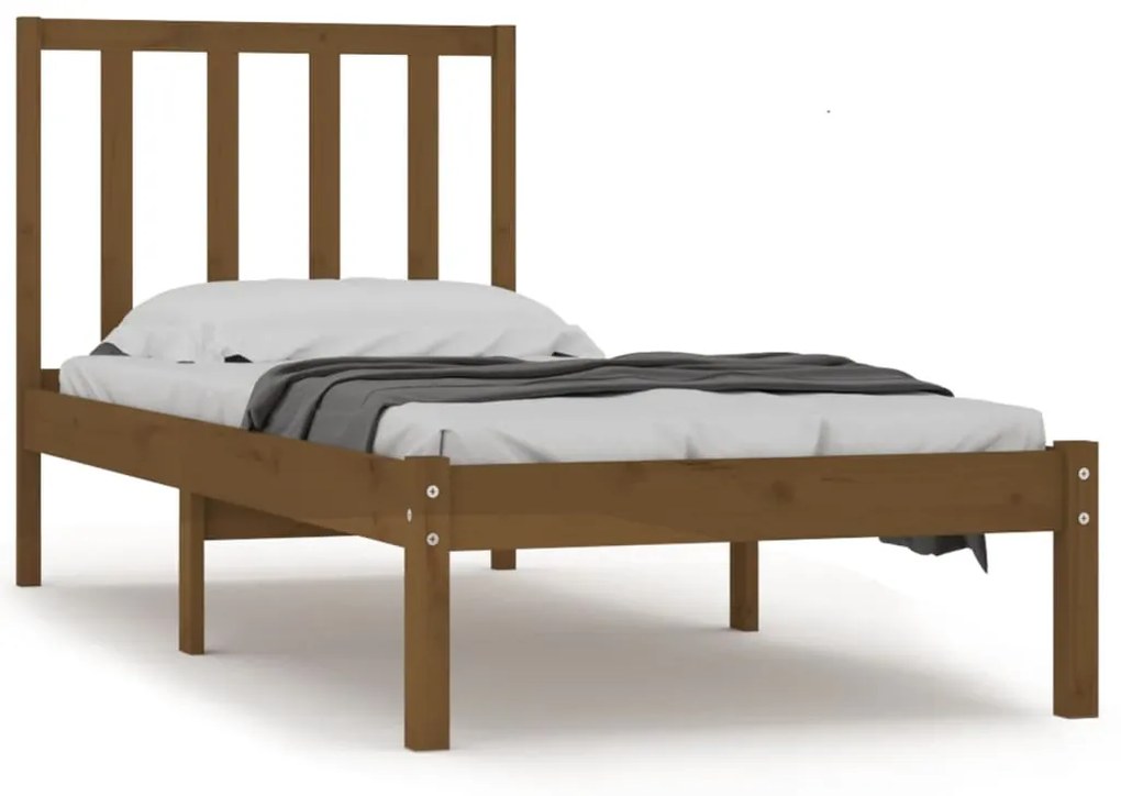 3105059 vidaXL Cadru de pat, maro miere, 90x200 cm, lemn masiv de pin