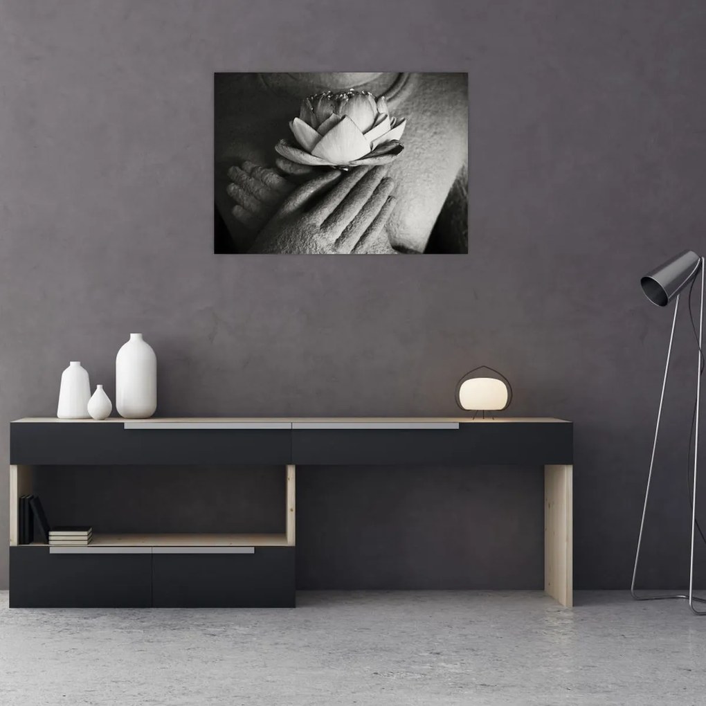 Tablou - Lotus în mâinile lui Buddha (70x50 cm)