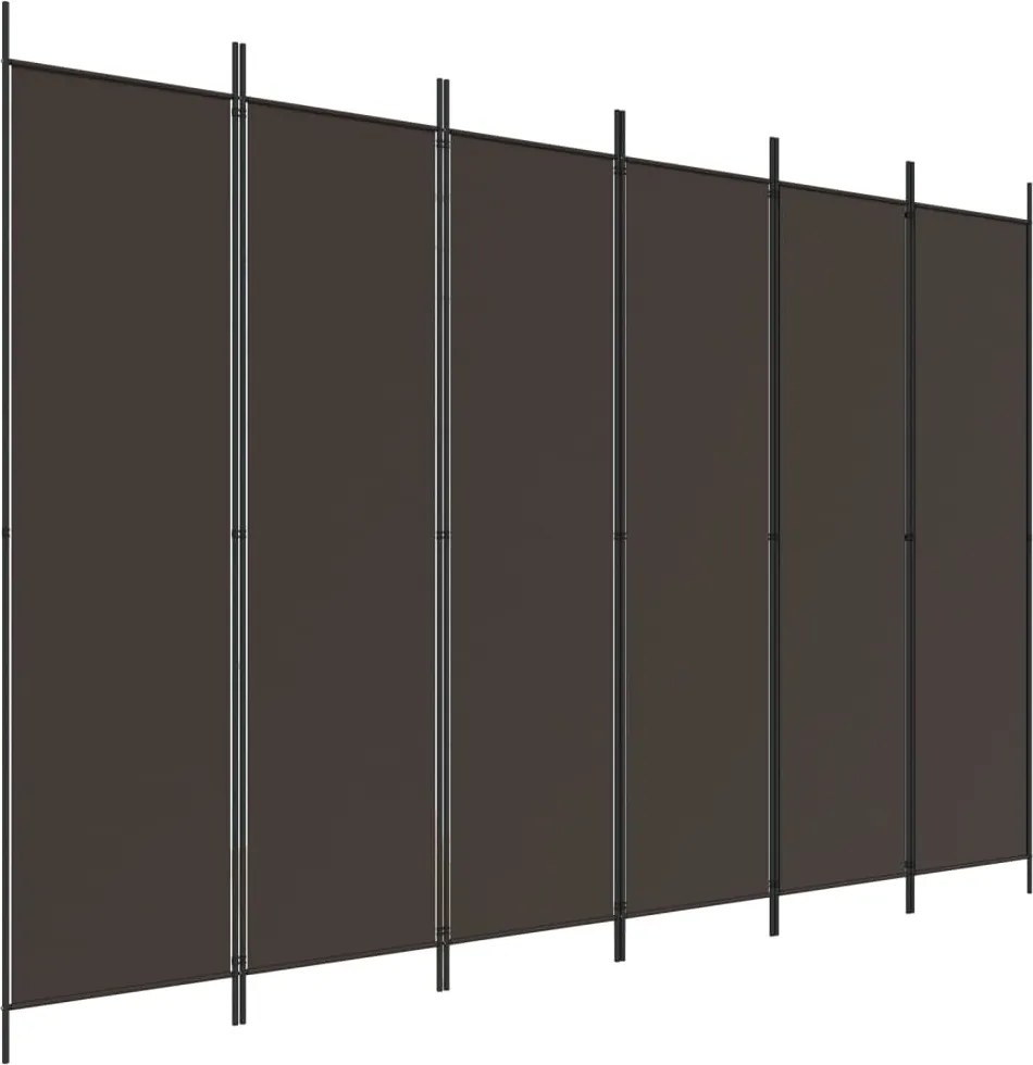 vidaXL Paravan de cameră cu 6 panouri, maro, 300x200 cm, textil