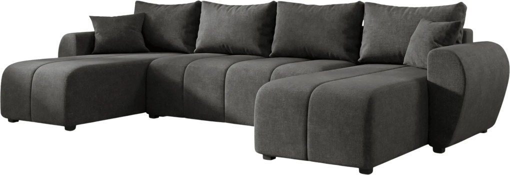 Coltar extensibil in forma de U SEVIO, gri inchis, 311x145 cm + 2 perne GRATUIT