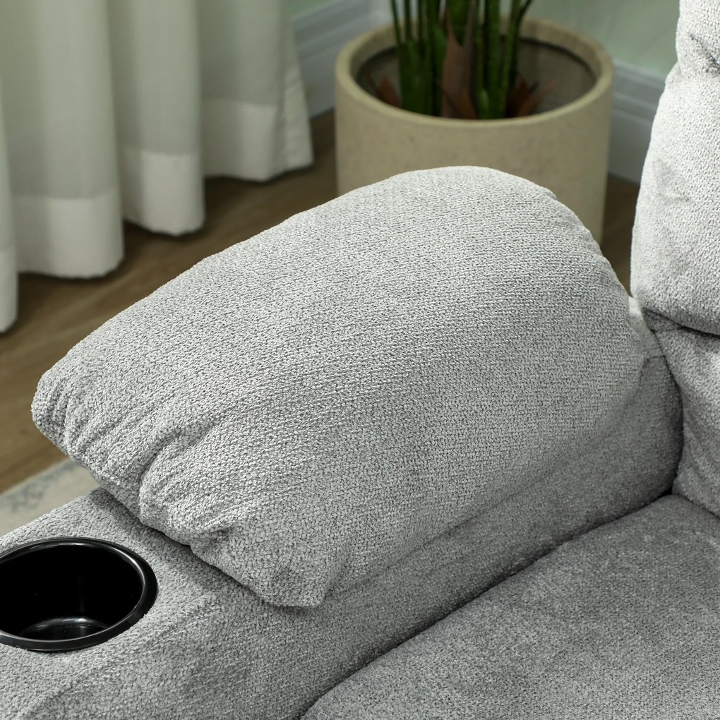 HOMCOM Fotoliu Relax Electric Reclinabil 150° cu Suport pentru Picioare, Șezut Lat, Silențios, Catifea, Gri | Aosom Romania