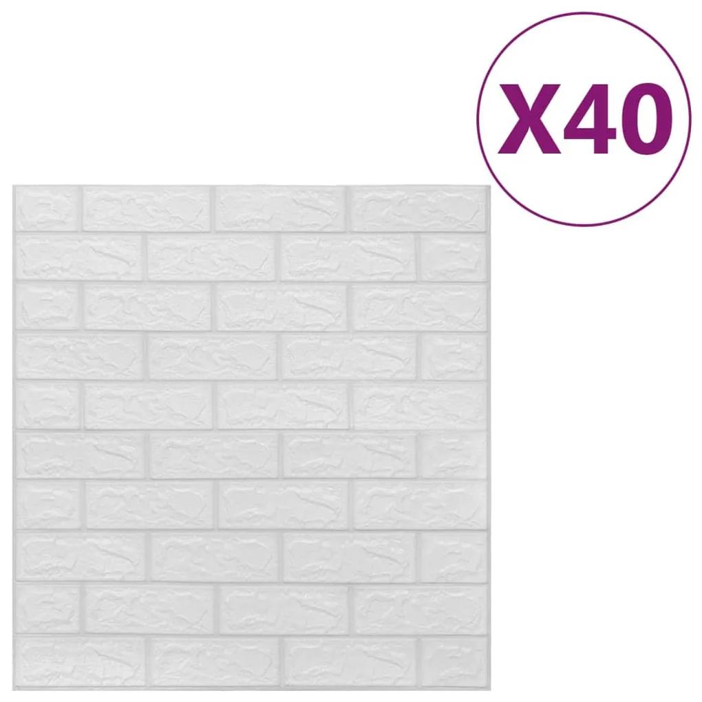Tapet de perete autocolant 3D, 40 buc., alb 40, Alb
