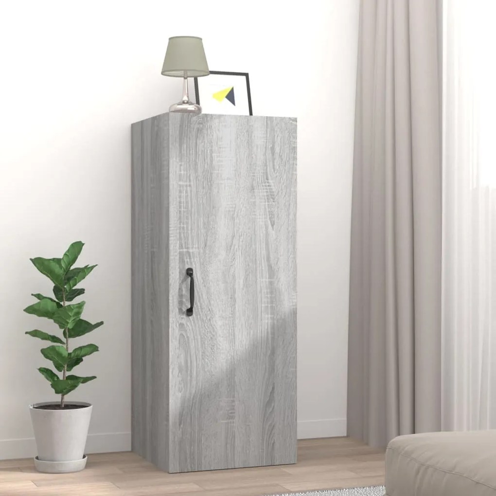 Dulap perete suspendat gri sonoma 34,5x34x90 cm lemn compozit 1, sonoma gri