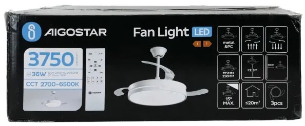 Ventilator LED dimabil de tavan Aigostar LED/36W/230V 2700-6500K alb + telecomandă
