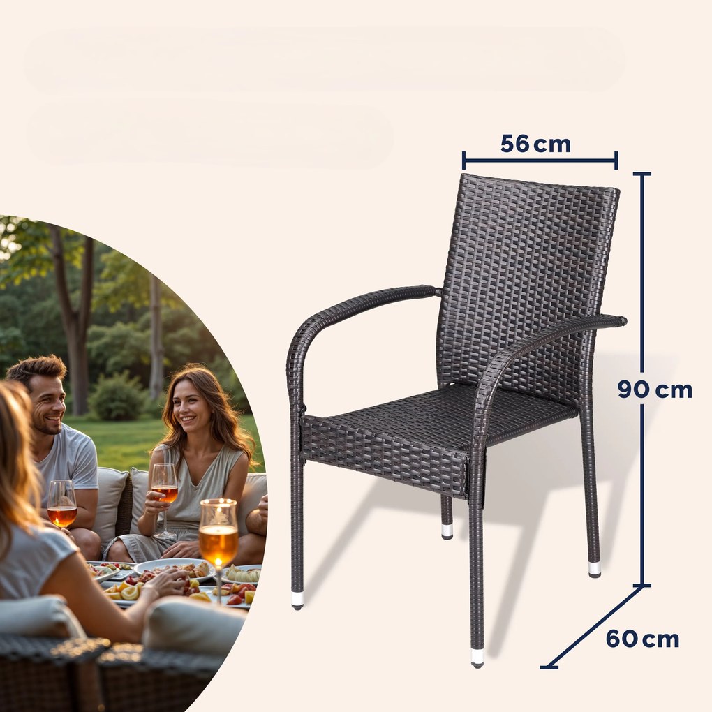 Deuba Scaune de ratan Comfort 4 buc - maro