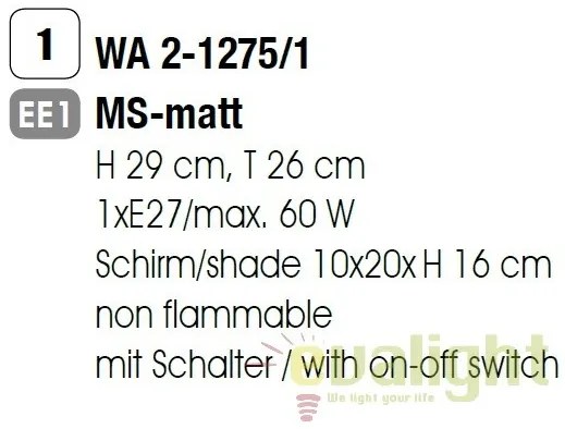 Aplica de perete stil clasic Kara WA 2-1275/1 satin OR
